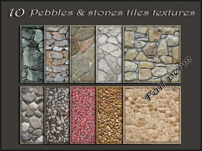 Pack 10 pebbles&stones tiles textures