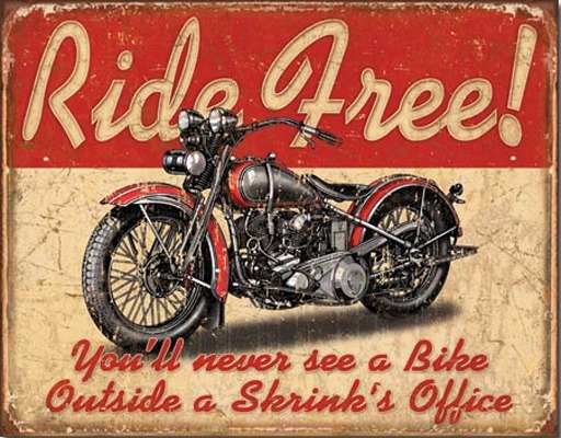 TIN SIGN - Motorcycle Ride Free decorative for wall