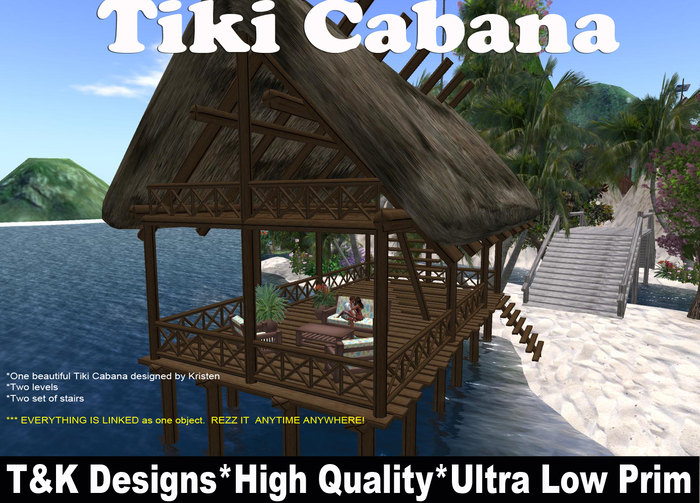 T&K Designs Tiki Cabana(20x16x19) 16Prims*Cp L987