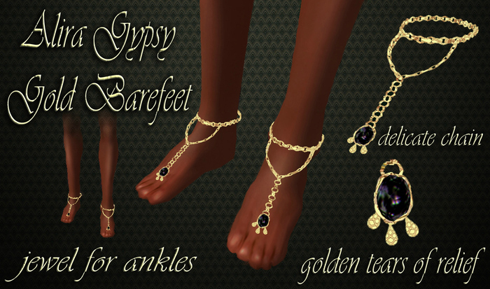 ~Alira~ Gypsy Gold Barefeet ONIX (Ankle Jewel) 