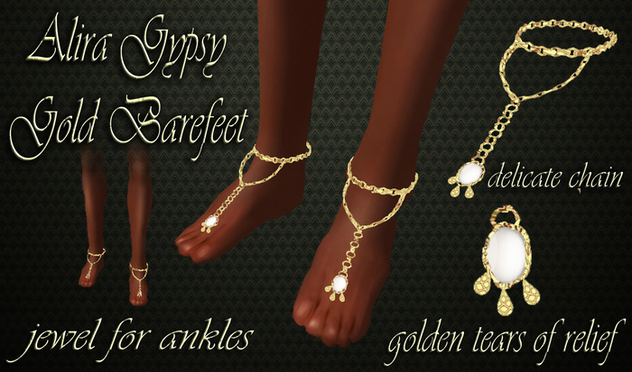 ~Alira~ Gypsy Gold Barefeet PEARL (Ankle Jewel)