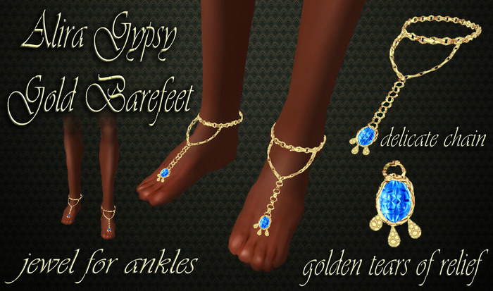 ~Alira~ Gypsy Gold Barefeet BLUE SAPPHIRE (Ankle Jewel)