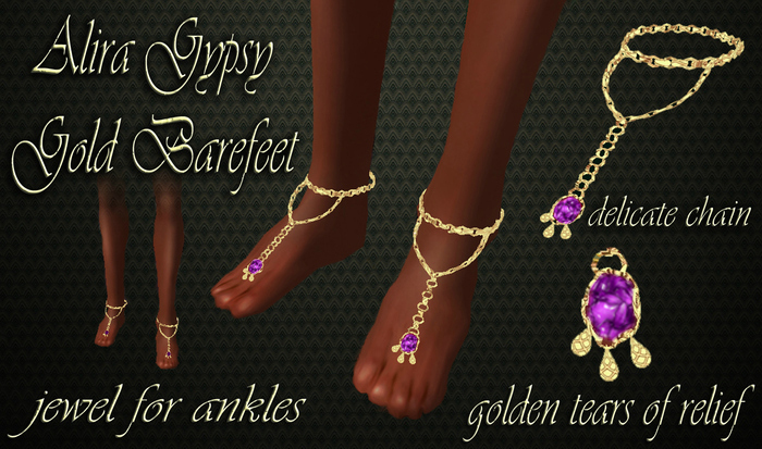~Alira~ Gypsy Gold Barefeet AMETHYST (Ankle Jewel)