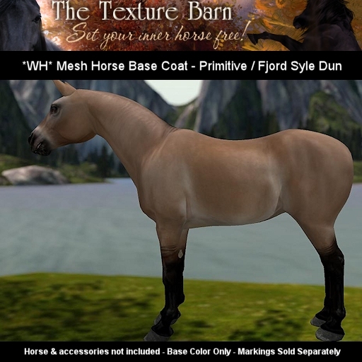 The Texture Barn - Primitive Fjord Dun - For the WH Water Horse Mesh Horse Avatar