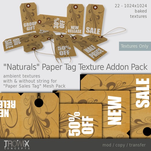 Trowix - Naturals Paper Tag Addon Textures Pack