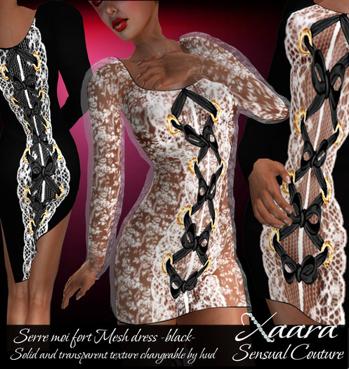 Serre moi fort mesh dress black