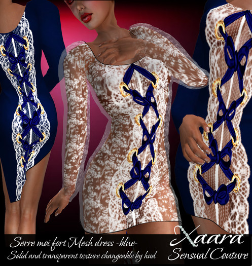 Serre moi fort mesh dress blue