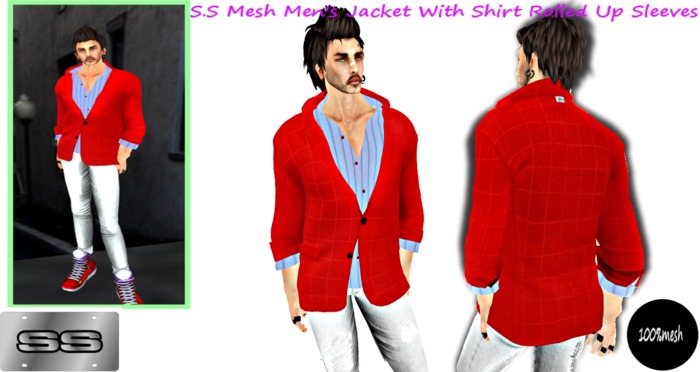 S.S Mesh Men's Jacket With Shirt Rolled Up Sleeves