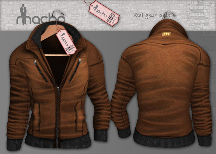 .::Macho::. Mesh stylish double collar jacket (brown)