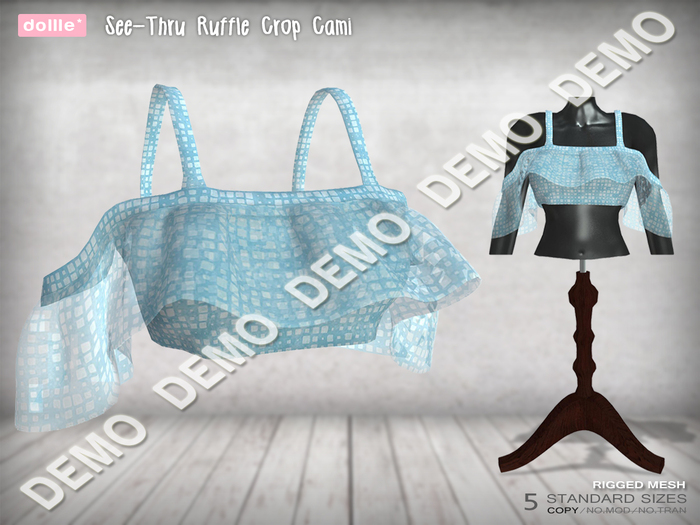 {dollle*} [DEMO] See-Thru Ruffle Crop Cami