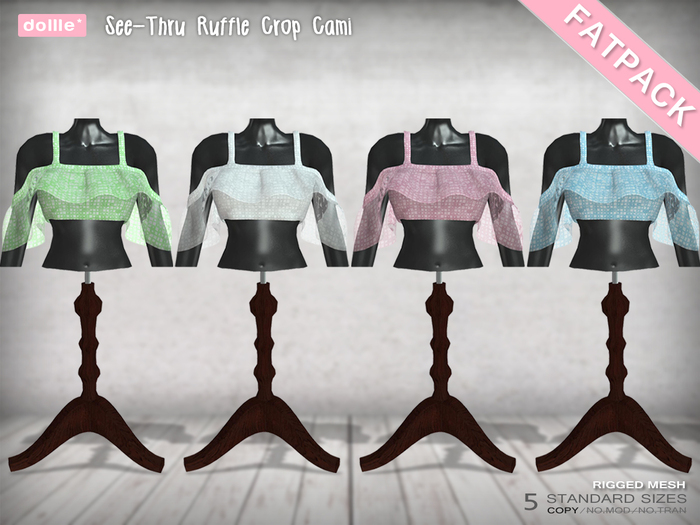 {dollle*} 048 See-Thru Ruffle Crop Cami - Green