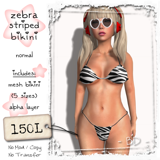 - BD - Zebra Striped Bikini - (Mesh)