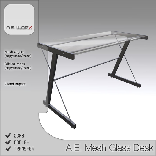 A.E. MESH Glass Desk