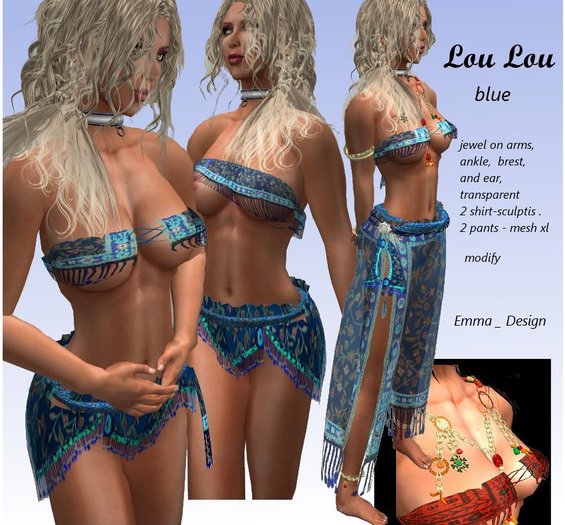 ModeTafel strand girl Lou Lou blau