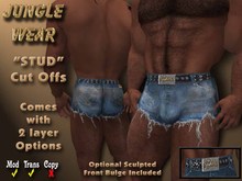 Jungle Wear - "STUD" Cut Offs  Grunge (Blue)