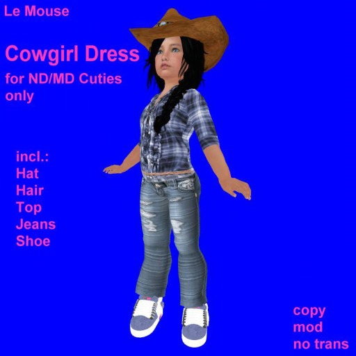 Second Life Marketplace Cowgirl Dress for ND/MD Cuties