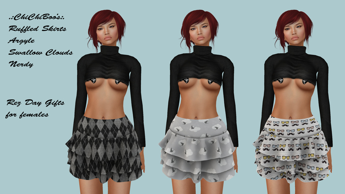.:ChiChiBoo's:. Ruffle Skirt Swallow Clouds