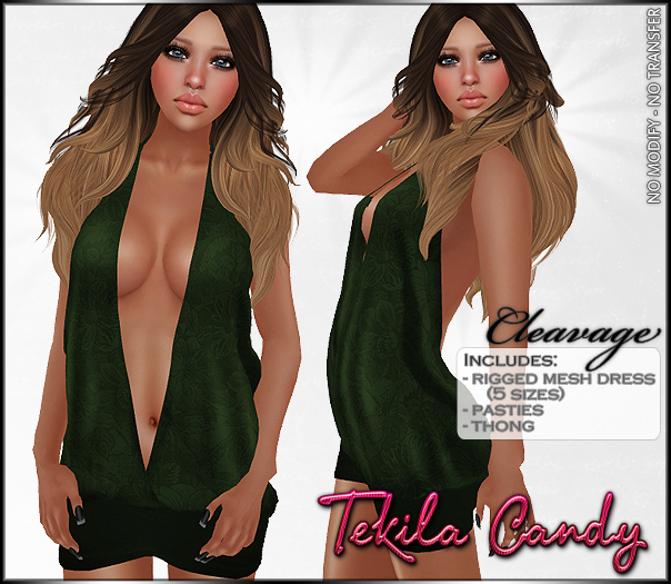 *TC* Cleavage MESH Dress - GREEN