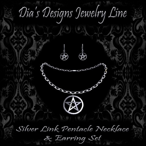 ~DD's~ Silver Link Pentacle Necklace & Earring Set
