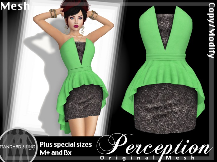 *Perception* Bustier-Dress -- Lime Green/Dark Contrast