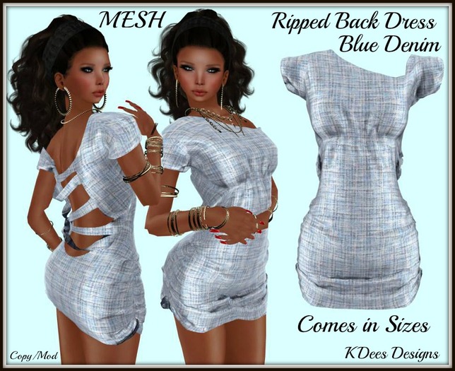 KDees Rip Back Dress blue denim