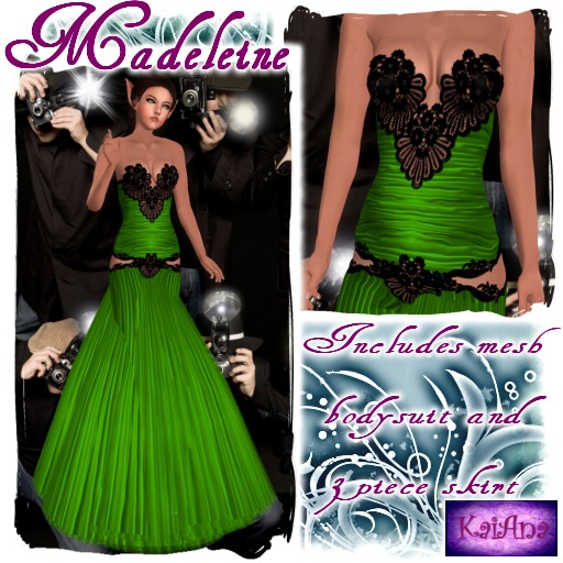Madeleine - Green   *FOR PETITES MESH AVATARS*