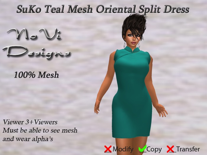 Suko Teal Mesh Split Dress
