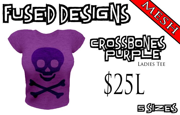 FUSED Designs Ladies Mesh Crossbones Purple Tee