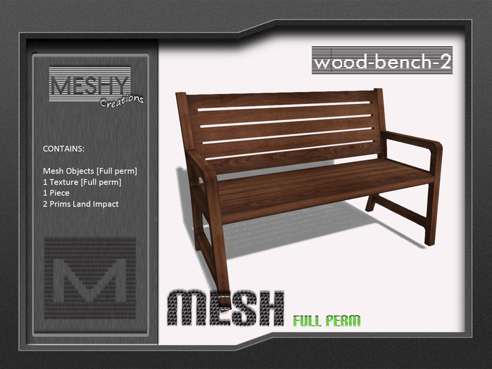 Wood bench 2 MESH FULL PERM
