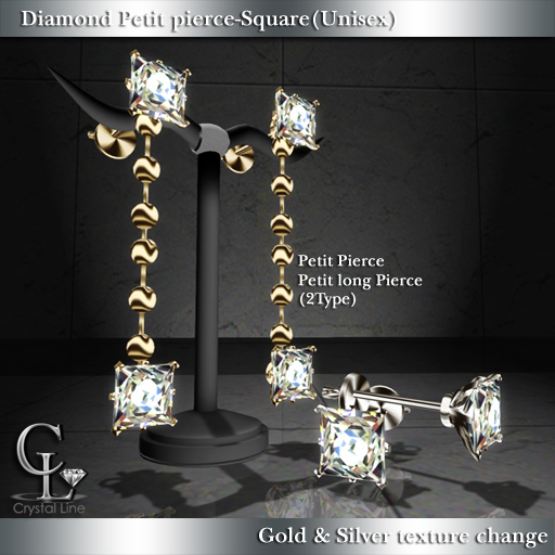 ((Crystal Line))Diamond Petit pierce-Square set