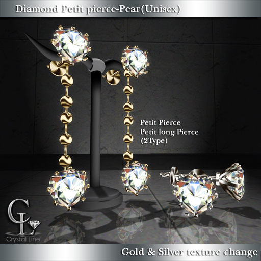 ((Crystal Line))Diamond Petit pierce-Pear set(wear)