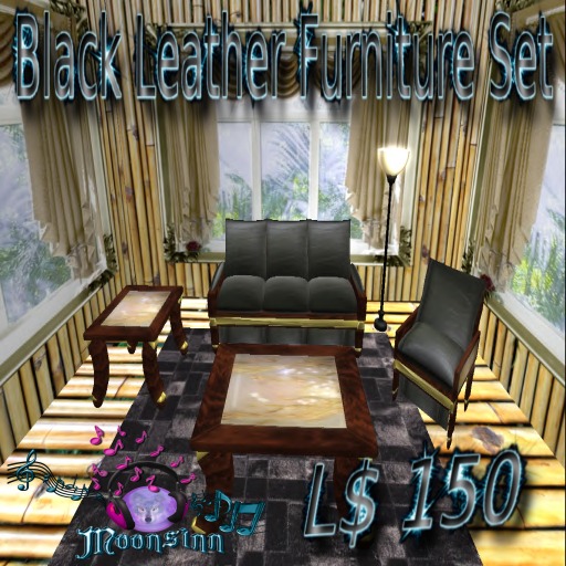Second Life Marketplace Black Leather Furniture Set / boxed