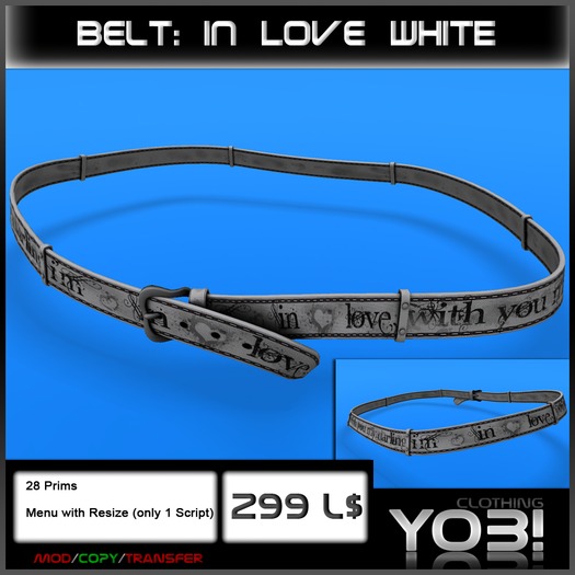 YOB! Belt: In Love - White