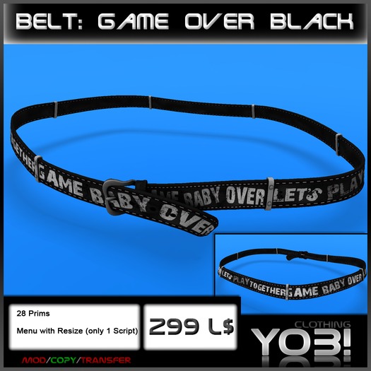 YOB! Belt: Game Over Black