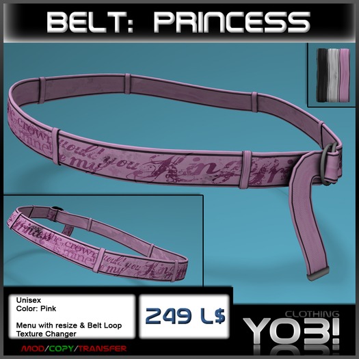 YOB! Belt: Princess - Pink