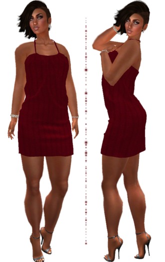 Red Jersey Knit Mesh Dress