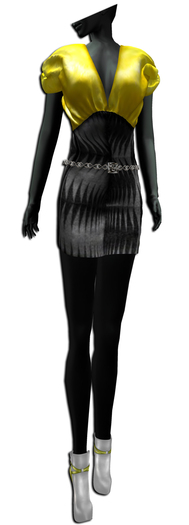 ((Crystal Line))Wavy Dress-MESH Lemon