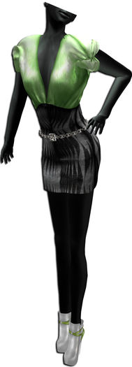 ((Crystal Line))Wavy Dress-MESH LightGreen(wear)