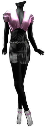 ((Crystal Line))Wavy Dress-MESH LightPink