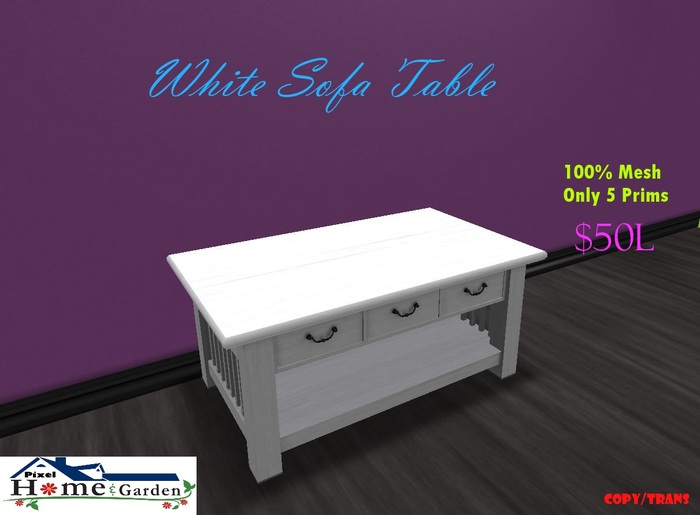 Boxed - White Mesh Sofa Table (5 Prims)