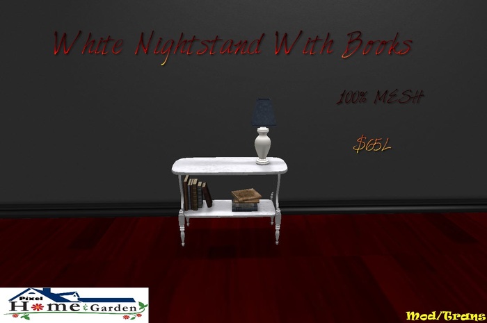 Boxed - White Nightstand With Books