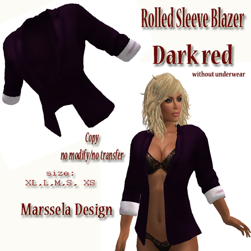 MESH - Rolled Sleeve Blazer DarkRed