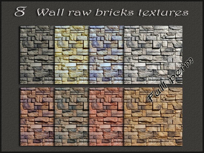 Pack 8 wall raw bricks textures