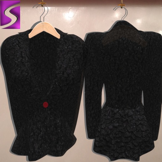 <S> Mesh Ruffled Jacket Black