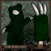 [Mesh] =^.^= Curious Kitties - Scary Bear Gloves - Green