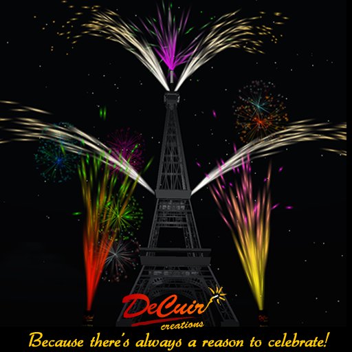 DeCuir Creations Eiffel Tower with Fireworks!  Perfect for Bastille Day!