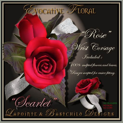 "Rose" Wrist Corsage in Scarlet Wedding Flowers Bridesmaid Bridal 