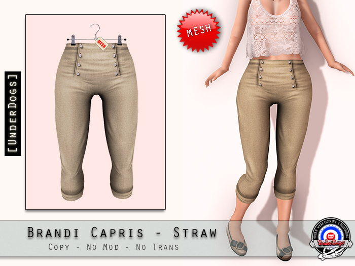 [UnderDogs] - Brandi Capris - Straw - Mesh