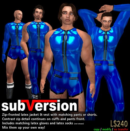 subVersion - Latex Zipped Suit in Blue
