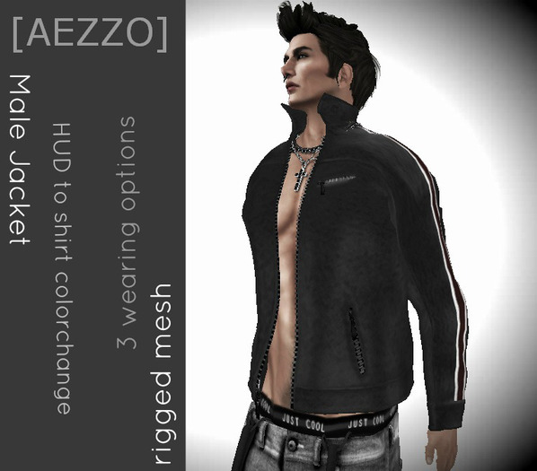[AEZZO] Male Mesh Leather Jacket Cyan